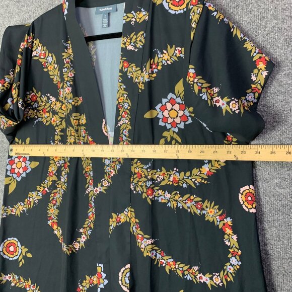 Modcloth Womens Large Florals Kimono Topper Open Front Black Floral - Picture 4 of 11
